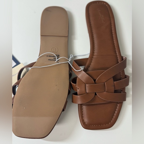 NWT Women's Edna Slide Sandals with Memory Foam Insole - Universal Thread Cognac - Picture 4 of 6